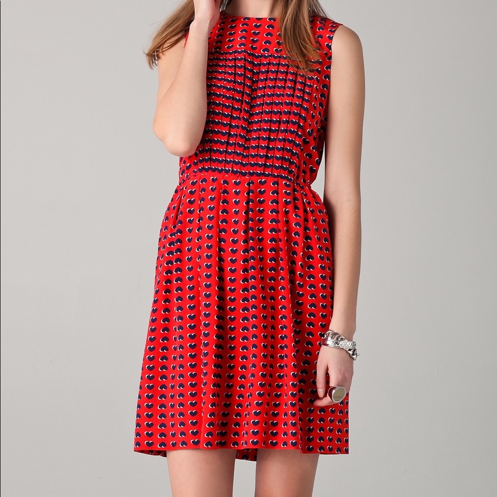 Marc by Marc Jacobs red silk dress with hearts